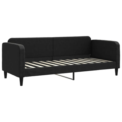 daybed med udtræk og madras 80x200 cm stof sort