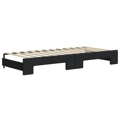 daybed med udtræk og madras 80x200 cm stof sort
