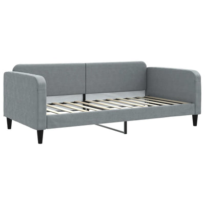 daybed med udtræk og madras 100x200 cm stof lysegrå