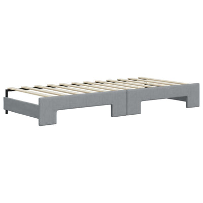 daybed med udtræk og madras 100x200 cm stof lysegrå