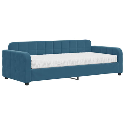 daybed med madras 90x200 cm velour blå