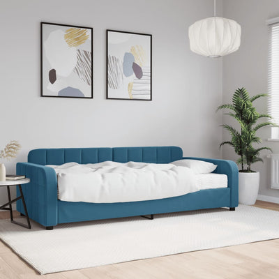 daybed med madras 90x200 cm velour blå