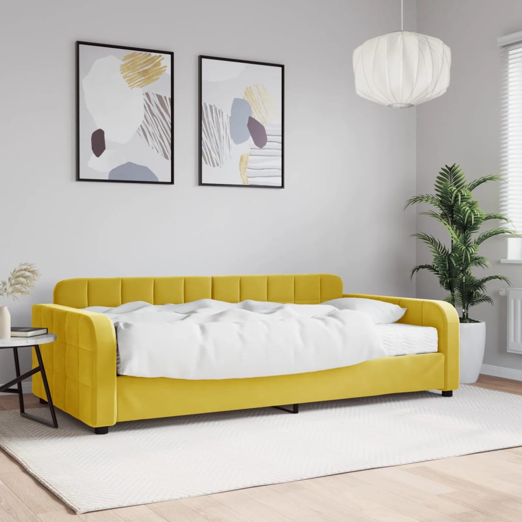 daybed med madras 100x200 cm velour gul