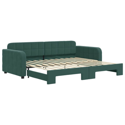 daybed med udtræk 90x200 cm velour mørkegrøn