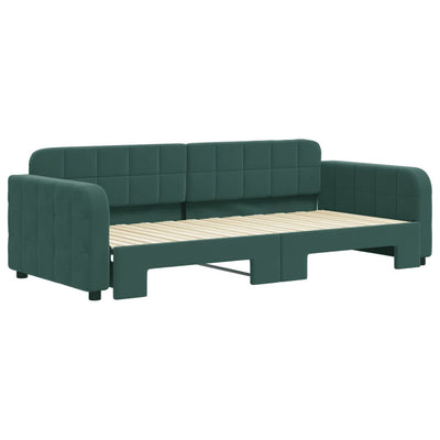 daybed med udtræk 90x200 cm velour mørkegrøn