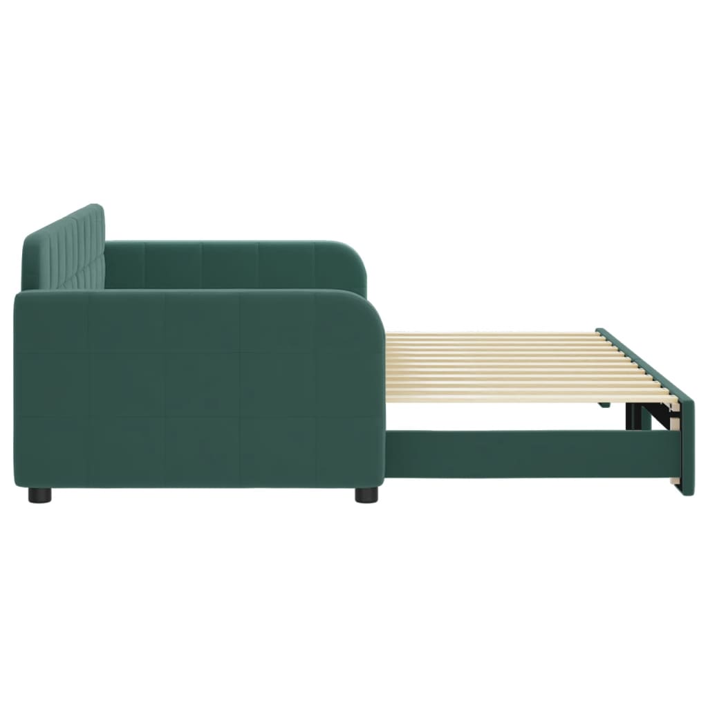 daybed med udtræk 90x200 cm velour mørkegrøn