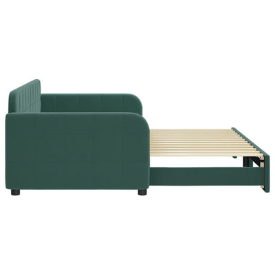daybed med udtræk 90x200 cm velour mørkegrøn