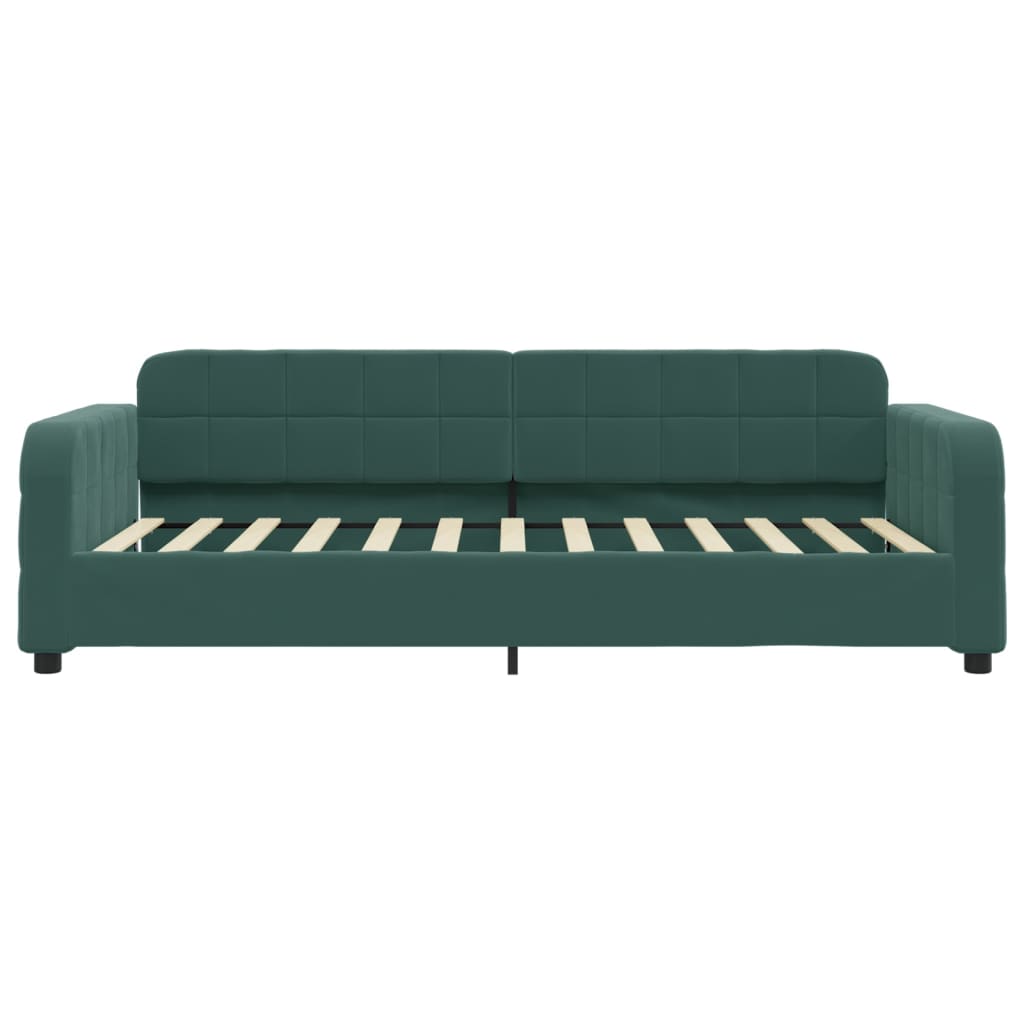 daybed med udtræk 90x200 cm velour mørkegrøn