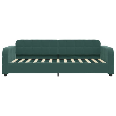 daybed med udtræk 90x200 cm velour mørkegrøn