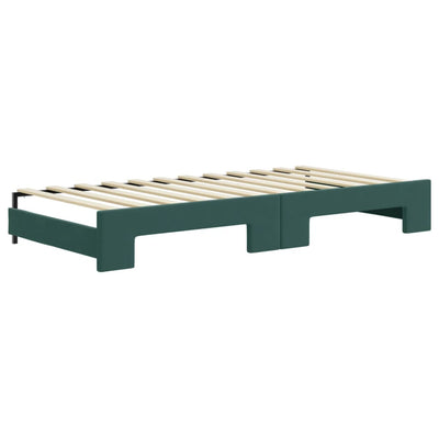 daybed med udtræk 90x200 cm velour mørkegrøn