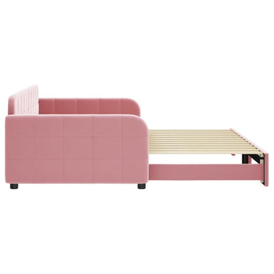 daybed med udtræk 100x200 cm velour lyserød