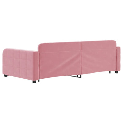 daybed med udtræk 100x200 cm velour lyserød
