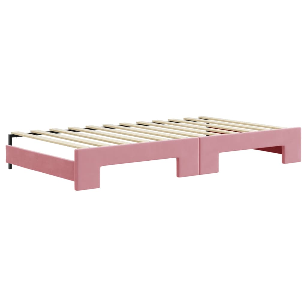 daybed med udtræk 100x200 cm velour lyserød