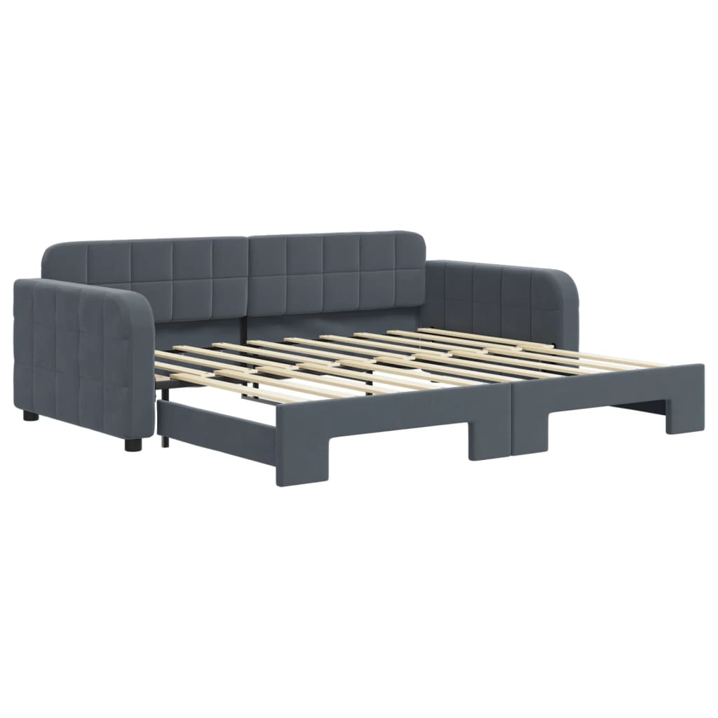 daybed med udtræk 90x190 cm velour mørkegrå