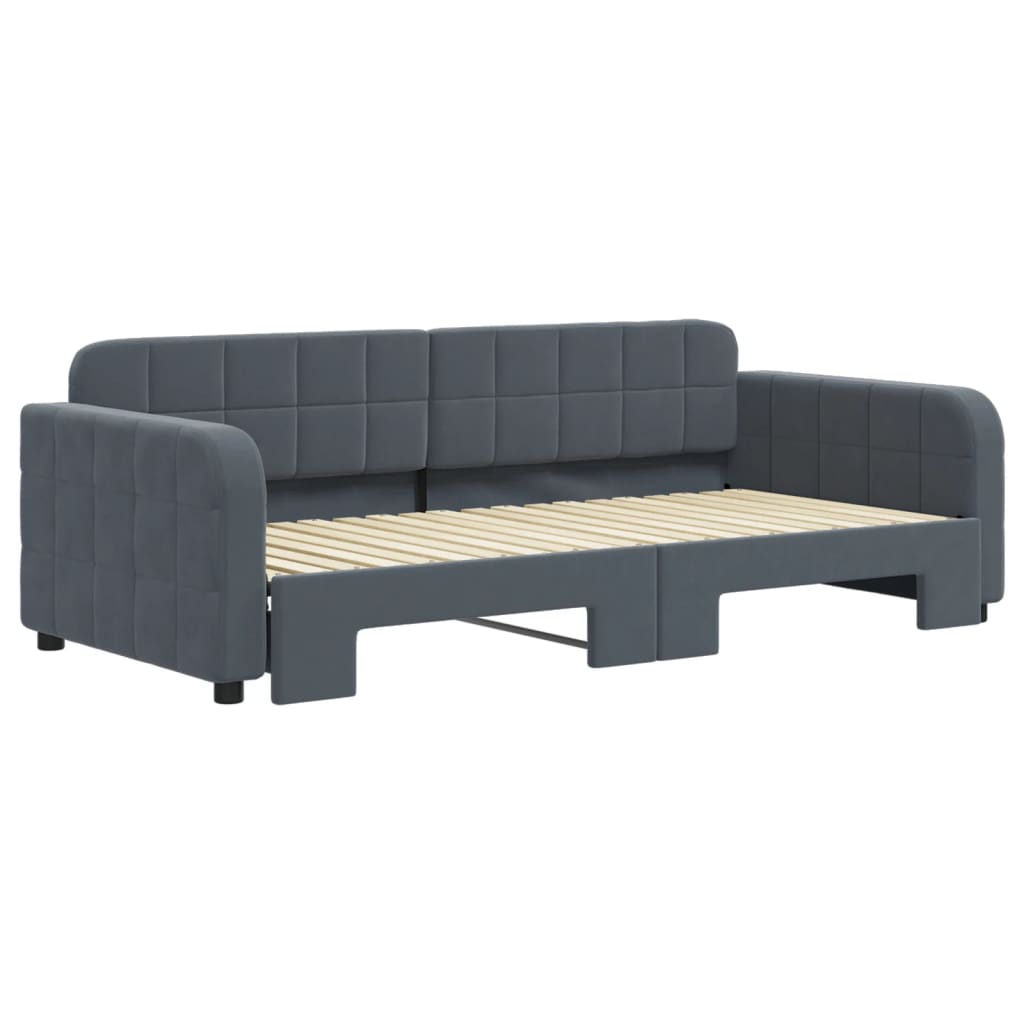 daybed med udtræk 90x190 cm velour mørkegrå