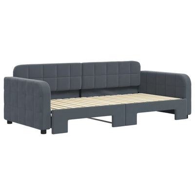 daybed med udtræk 90x190 cm velour mørkegrå