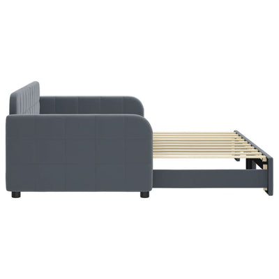 daybed med udtræk 90x190 cm velour mørkegrå