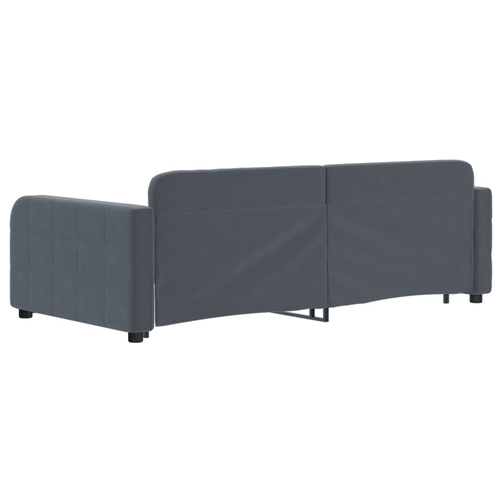 daybed med udtræk 90x190 cm velour mørkegrå