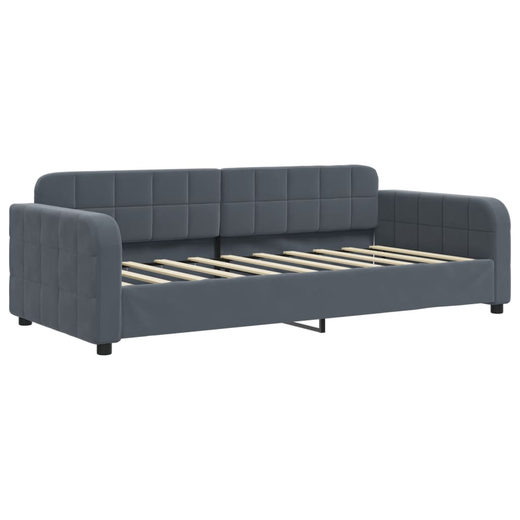 daybed med udtræk 90x190 cm velour mørkegrå