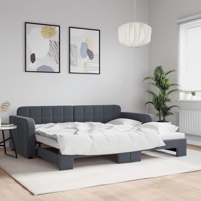 daybed med udtræk 90x190 cm velour mørkegrå