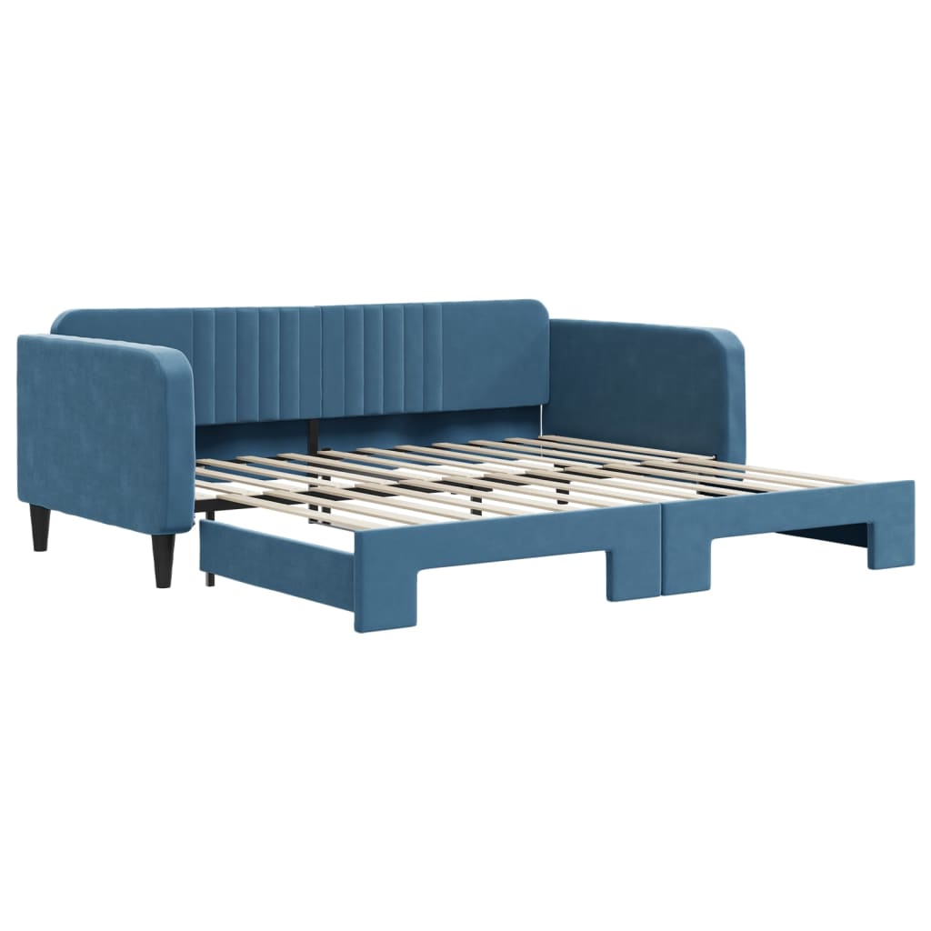 daybed med udtræk 100x200 cm velour blå