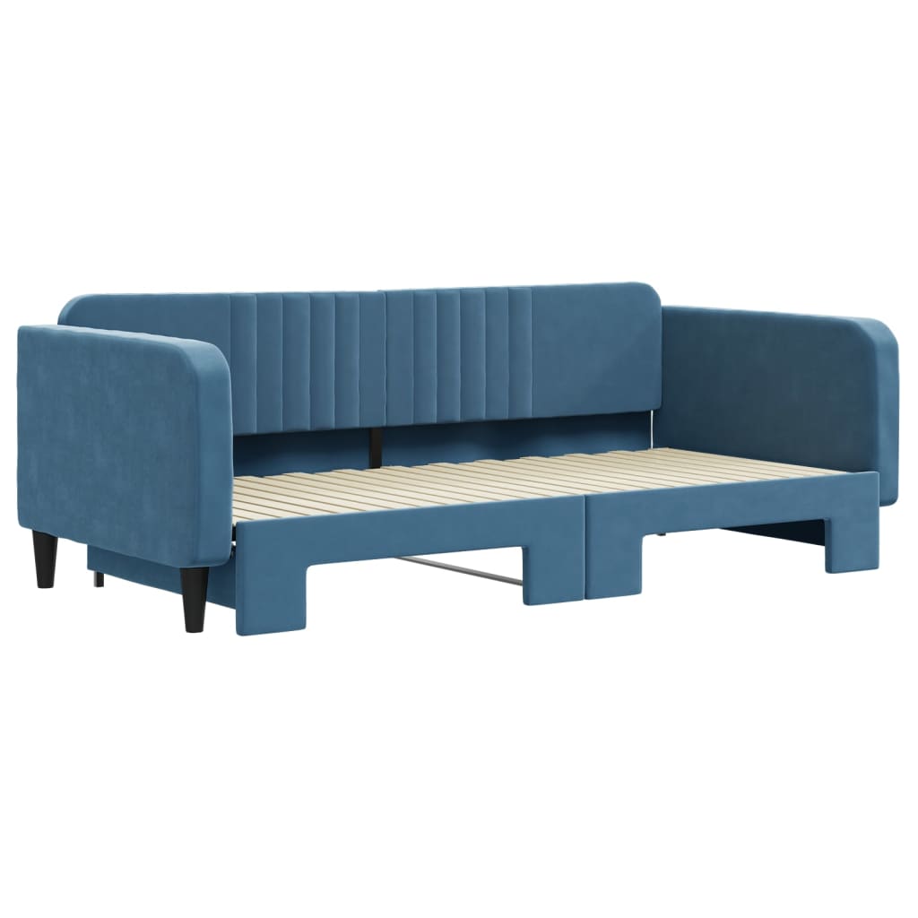 daybed med udtræk 100x200 cm velour blå