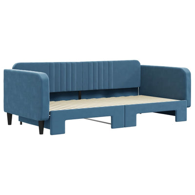 daybed med udtræk 100x200 cm velour blå