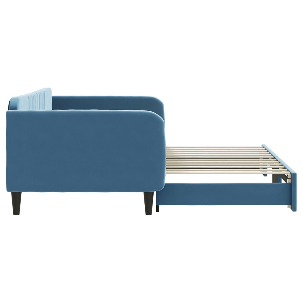 daybed med udtræk 100x200 cm velour blå