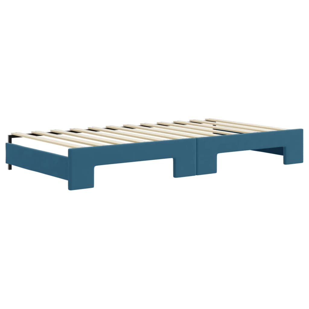 daybed med udtræk 100x200 cm velour blå