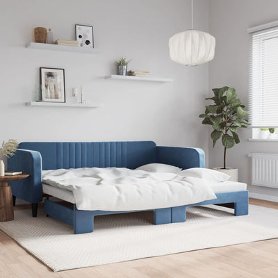 daybed med udtræk 100x200 cm velour blå