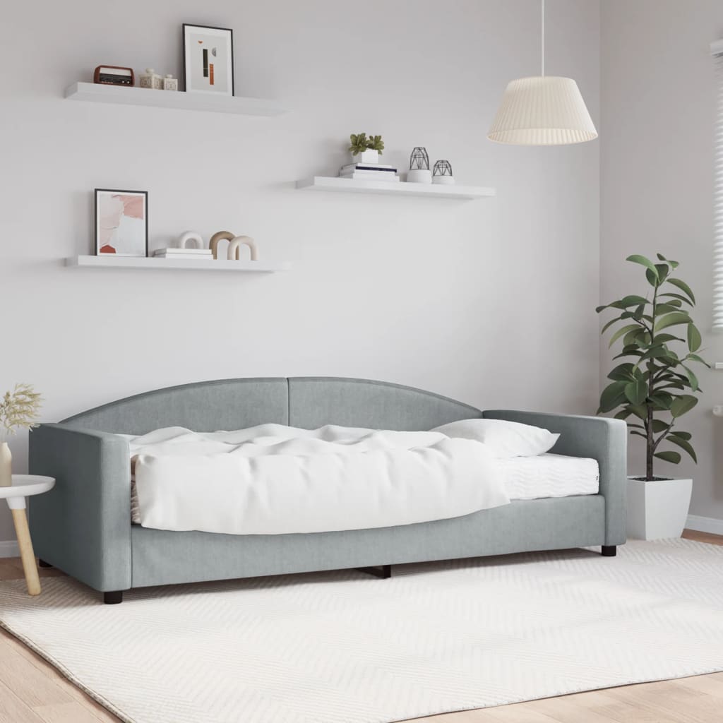 daybed med madras 90x200 cm stof lysegrå