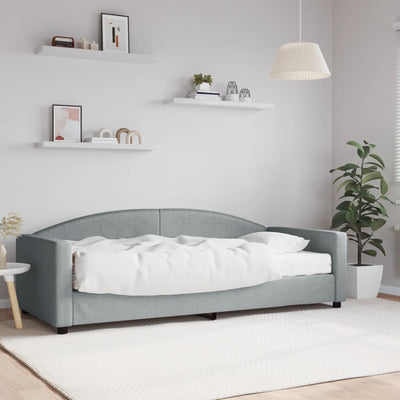 daybed med madras 90x200 cm stof lysegrå