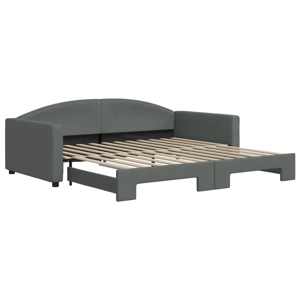 daybed med udtræk 100x200 cm stof mørkegrå