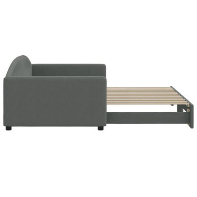 daybed med udtræk 100x200 cm stof mørkegrå