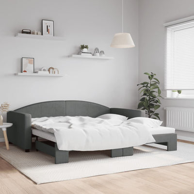 daybed med udtræk 100x200 cm stof mørkegrå