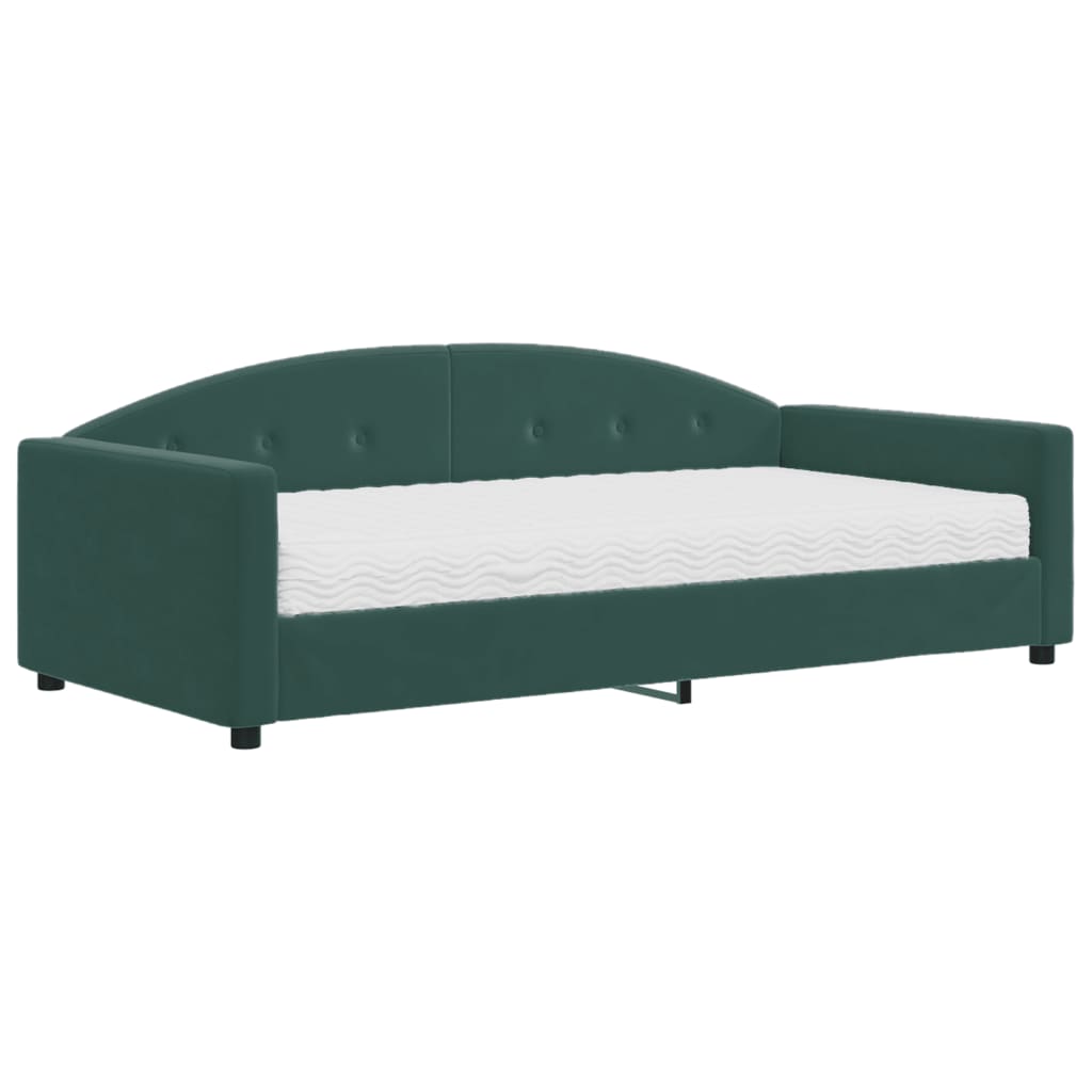 daybed med madras 100x200 cm velour mørkegrøn