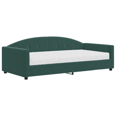 daybed med madras 100x200 cm velour mørkegrøn