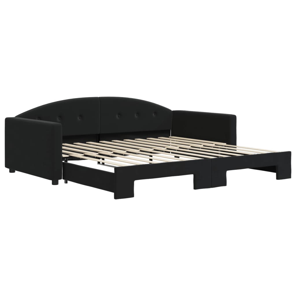 daybed med udtræk 100x200 cm velour sort