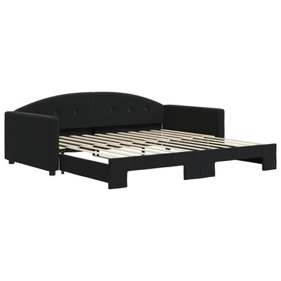 daybed med udtræk 100x200 cm velour sort