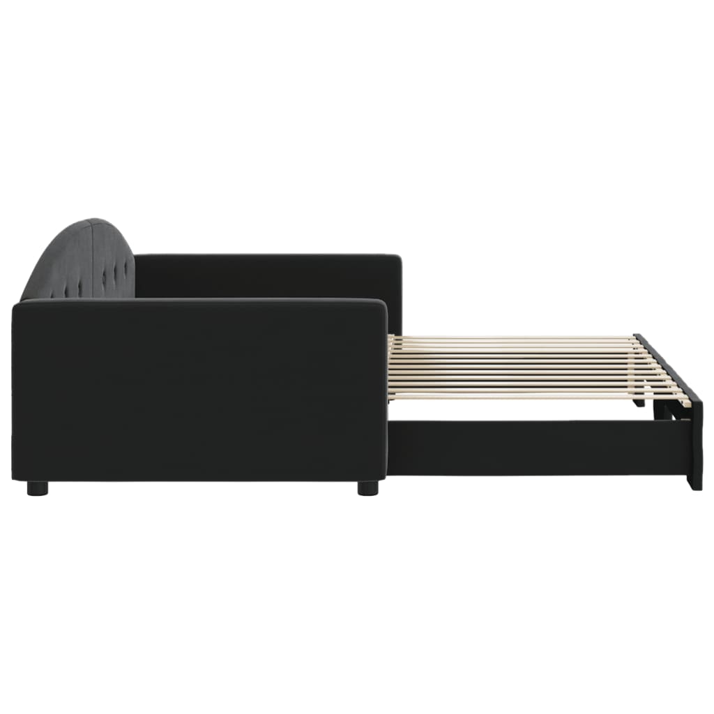 daybed med udtræk 100x200 cm velour sort