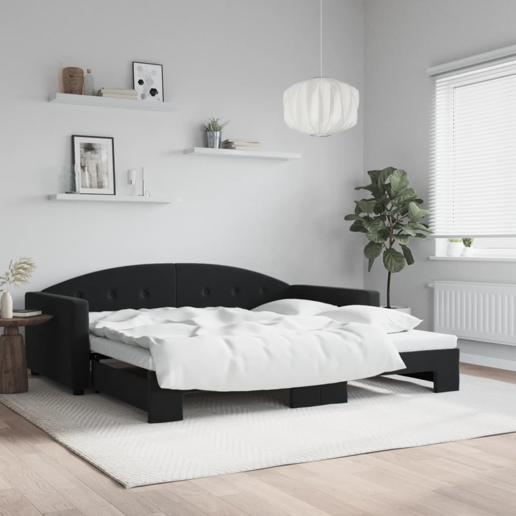 daybed med udtræk 100x200 cm velour sort