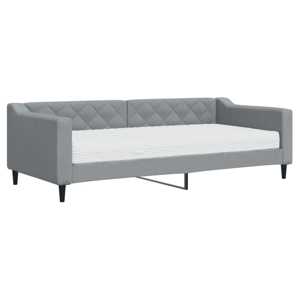 daybed med madras 90x200 cm stof lysegrå