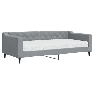 daybed med madras 90x200 cm stof lysegrå