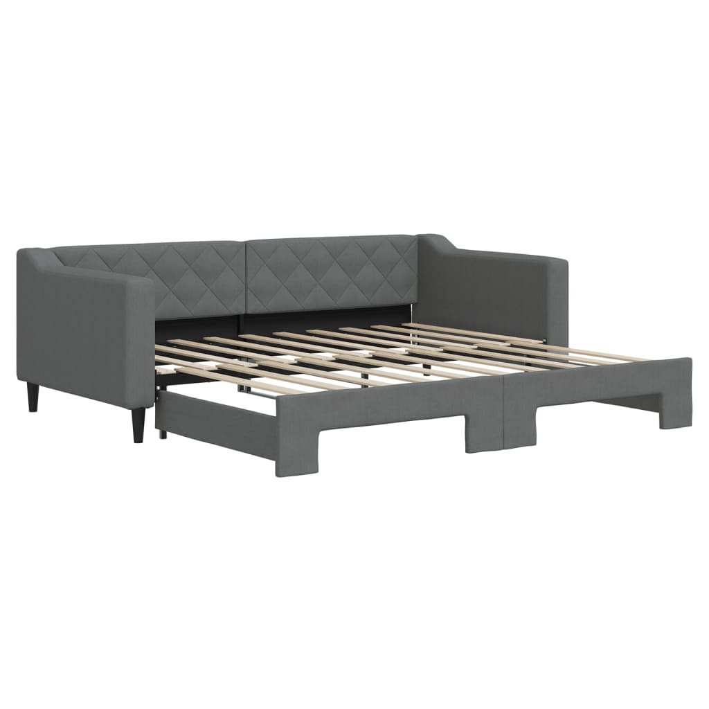 daybed med udtræk 90x190 cm stof mørkegrå