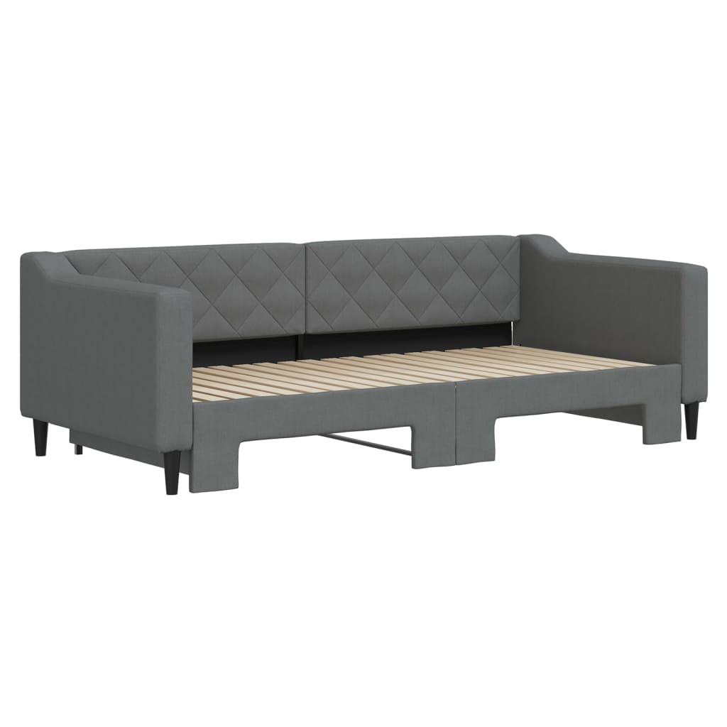 daybed med udtræk 90x190 cm stof mørkegrå