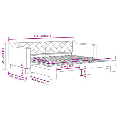 daybed med udtræk 90x190 cm stof mørkegrå