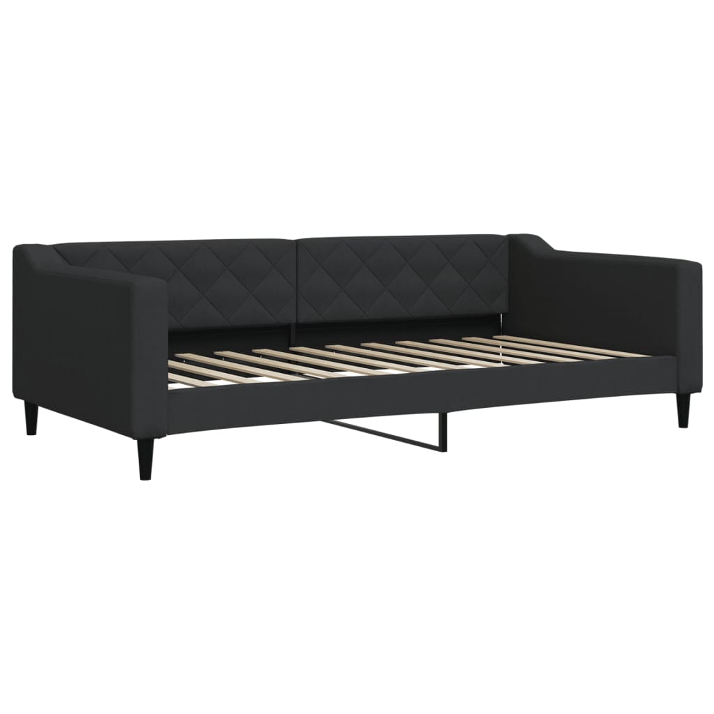 daybed med udtræk og madras 100x200 cm stof sort