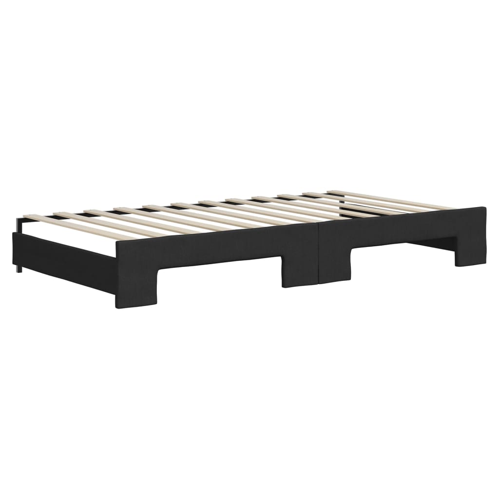 daybed med udtræk og madras 100x200 cm stof sort