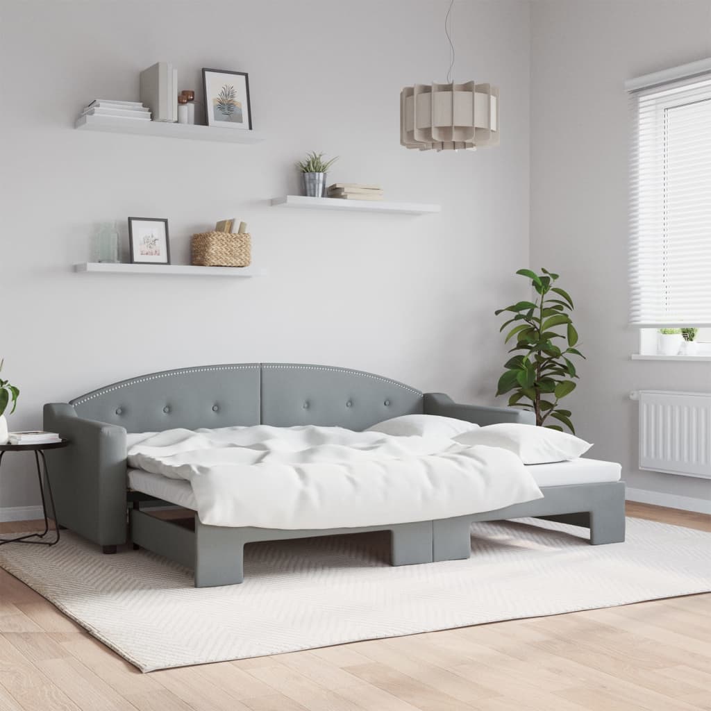 daybed med udtræk 80x200 cm stof lysegrå