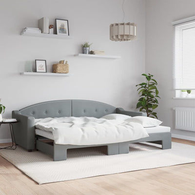 daybed med udtræk 80x200 cm stof lysegrå